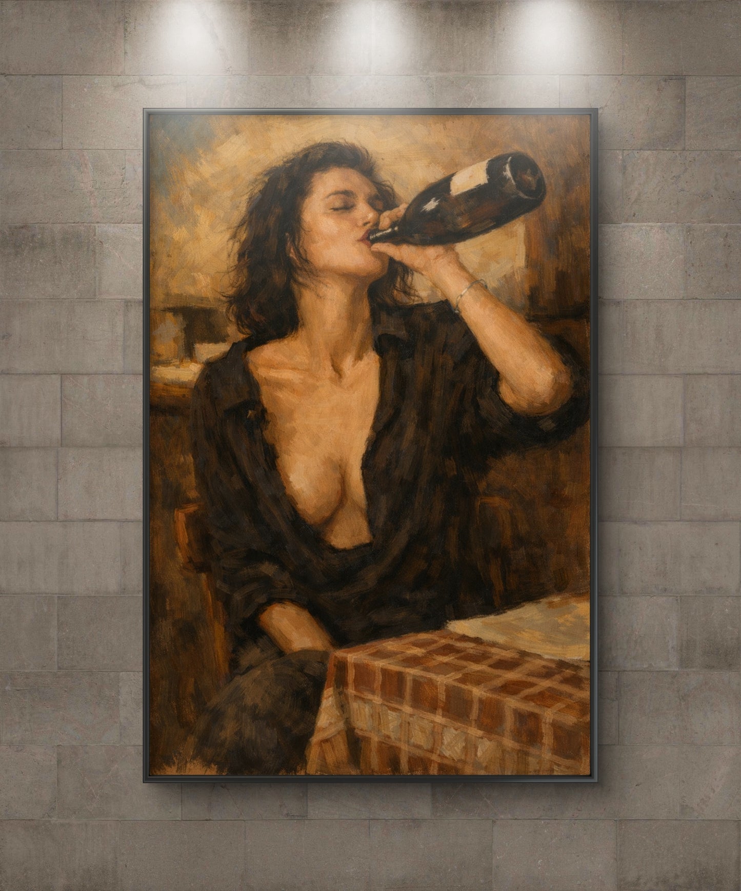 The one drinking wine from the bottle