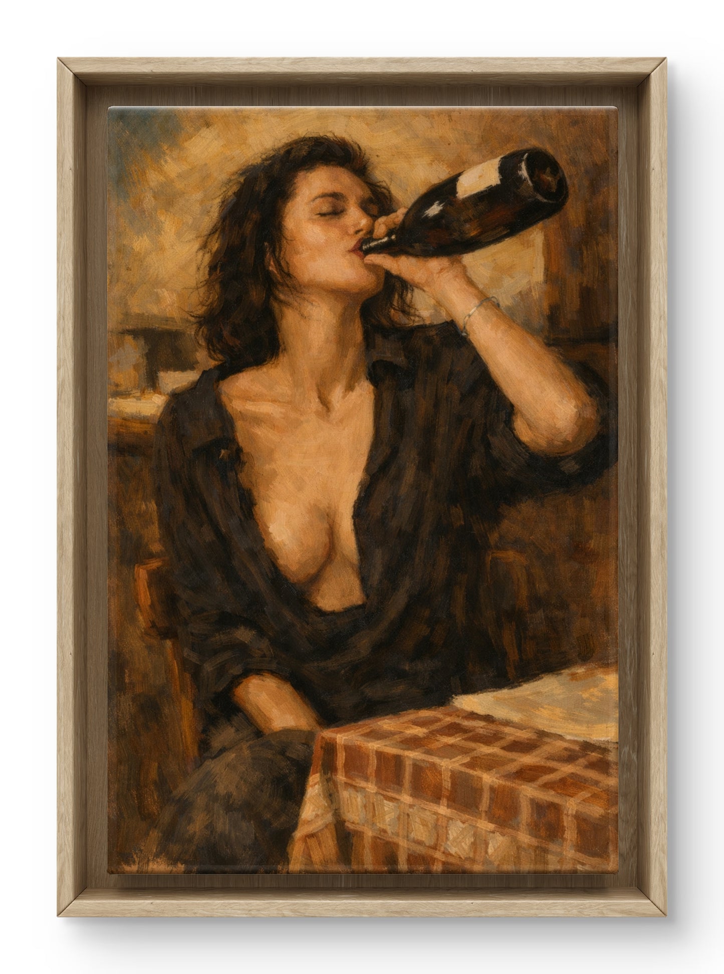 The one drinking wine from the bottle