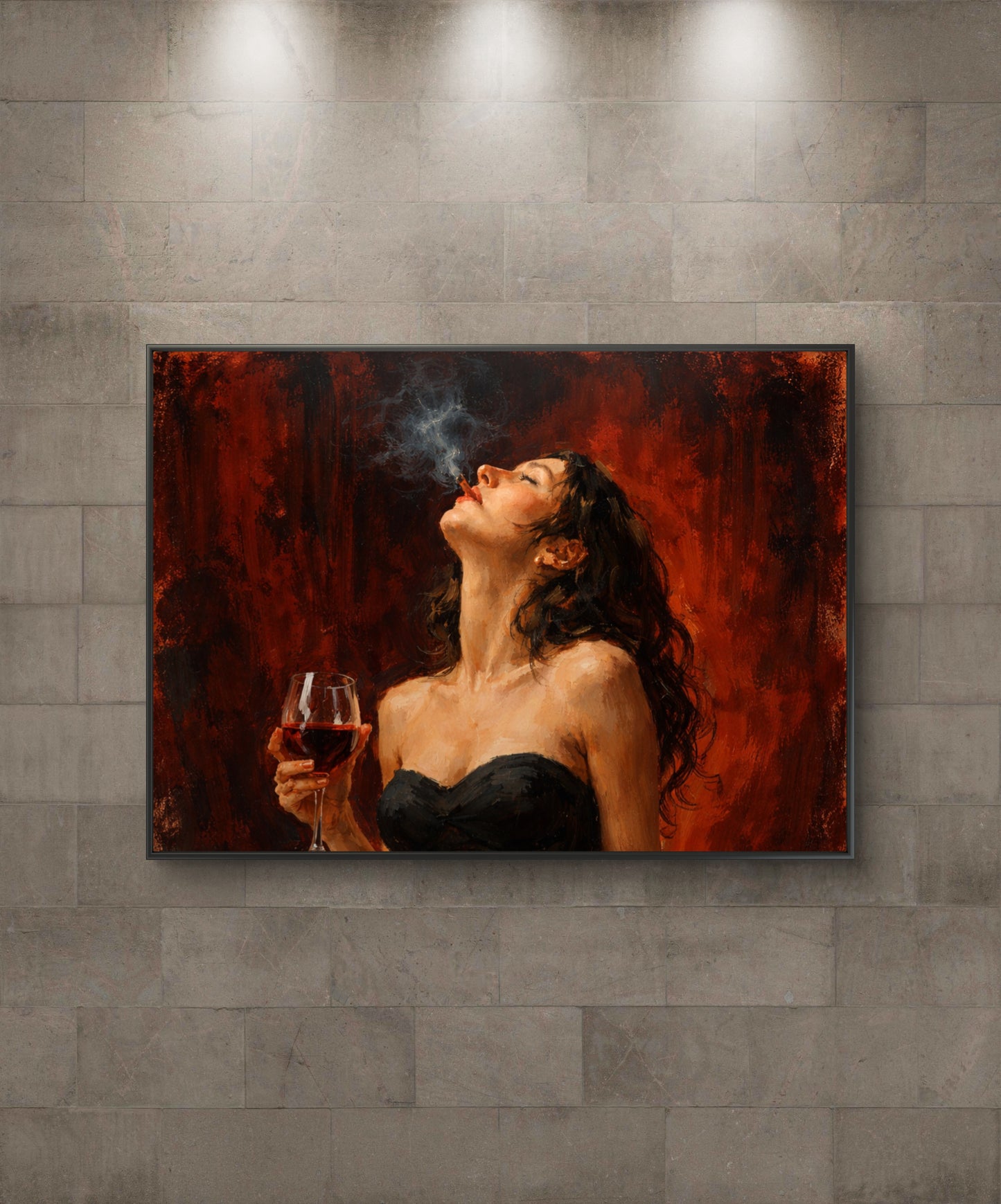The one smoking and holding a wine glass