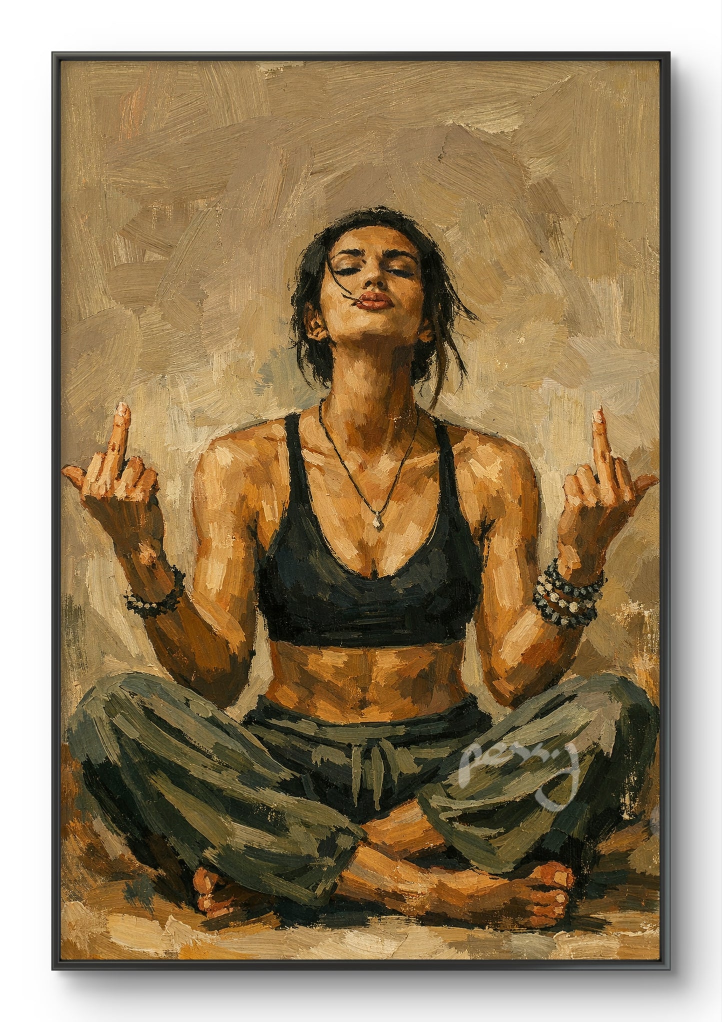 The one sitting with two middle fingers