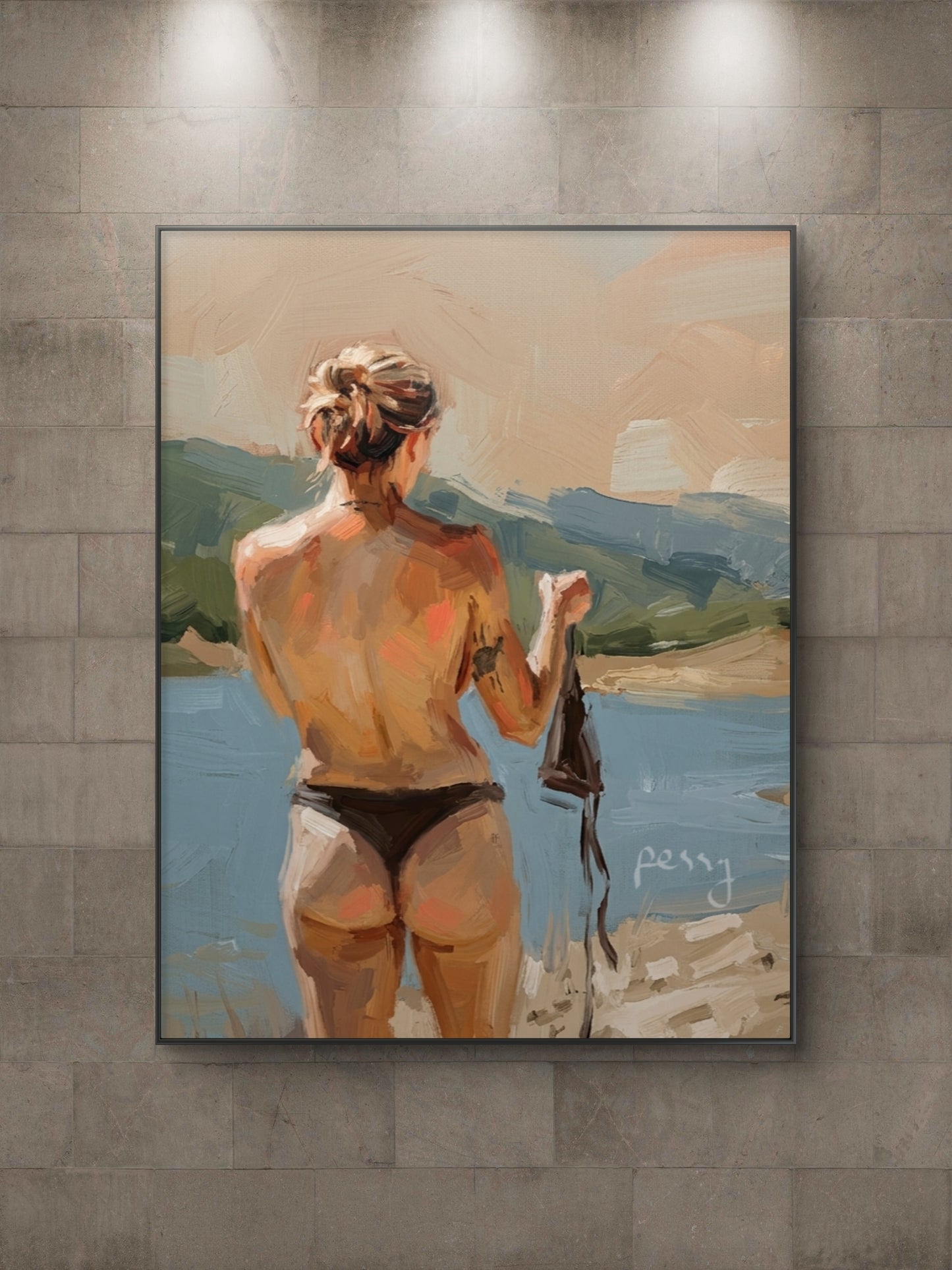 The one on the seashore without a bra