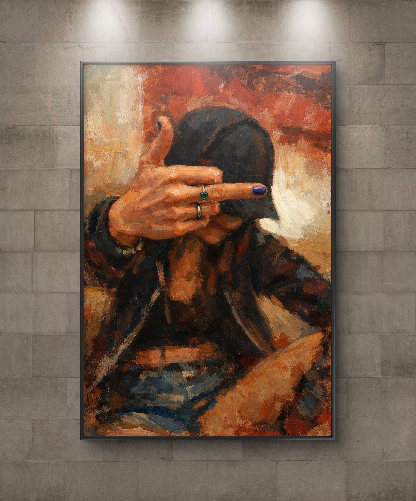 The one head down giving the finger