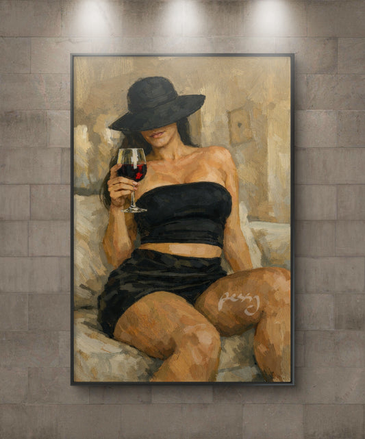 The one with the hat and Red wine