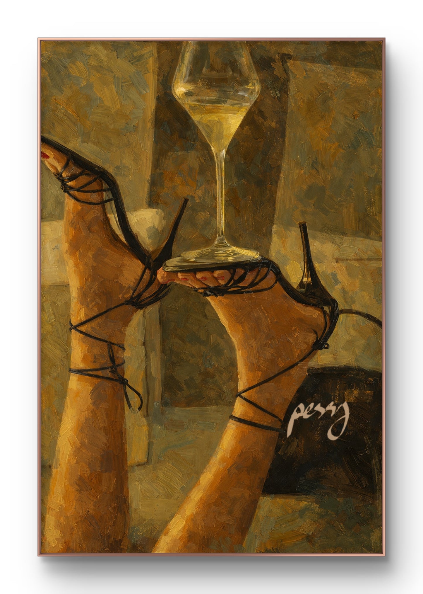 The one with wine under the shoe