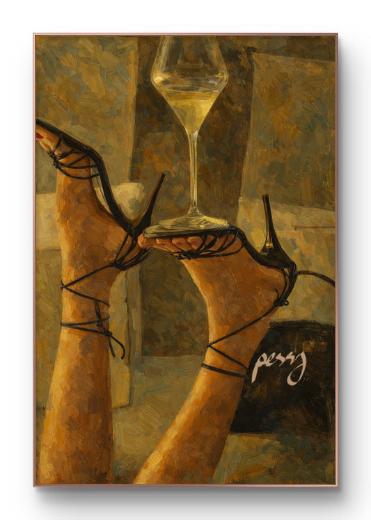 The one with wine under the shoe