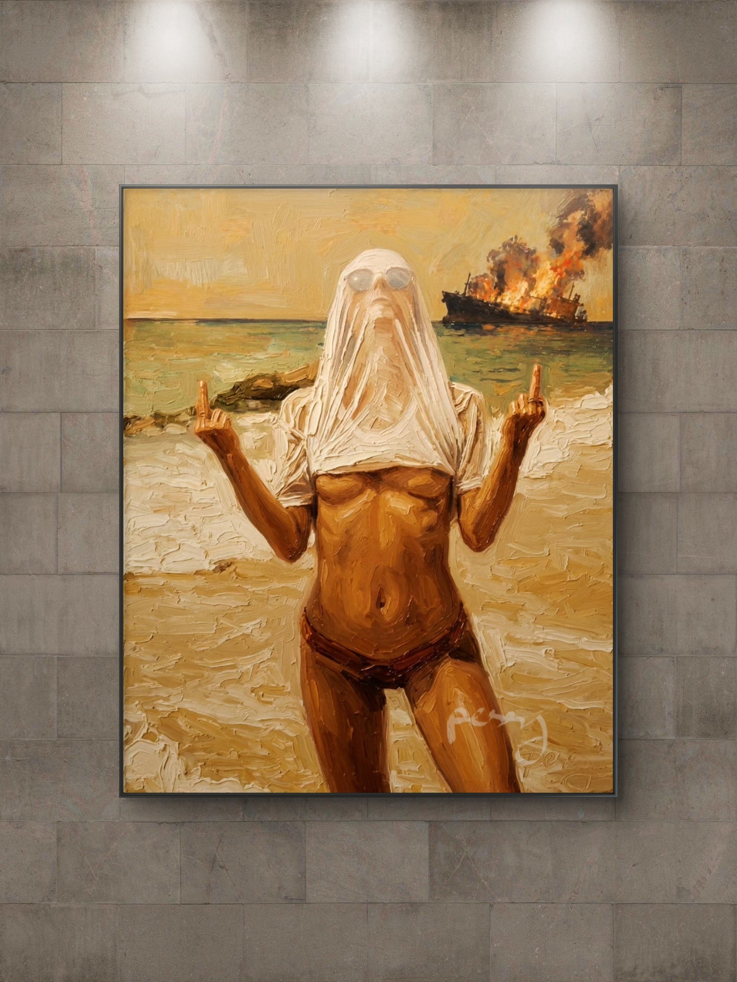 The one burned ship and giving middle finger