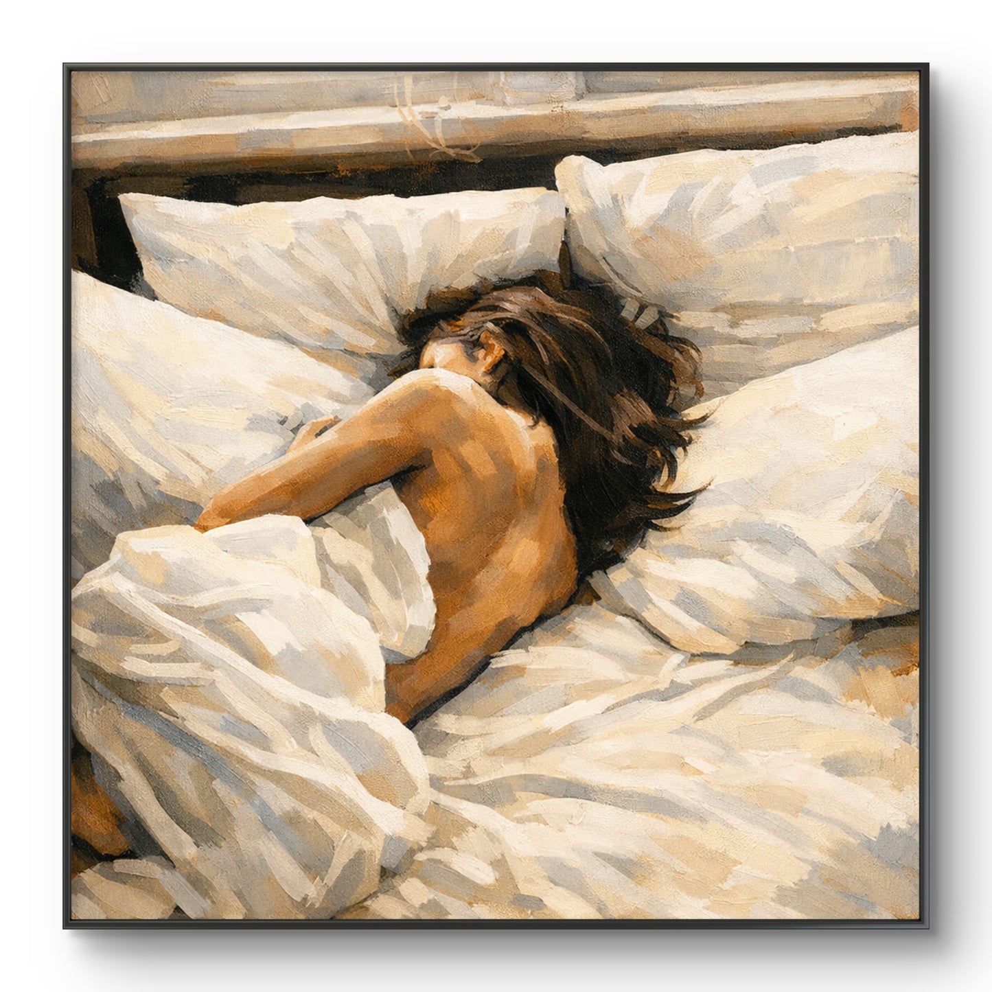 The one with her back in bed