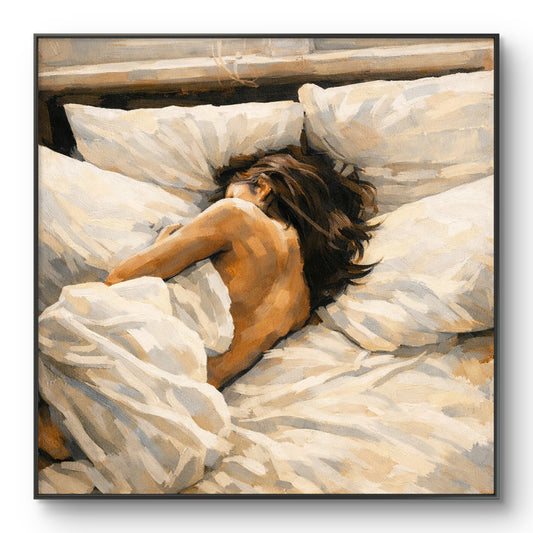 The one with her back in bed