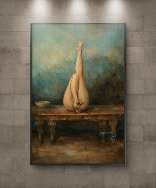 The one on the table wine glass hanging from her feet