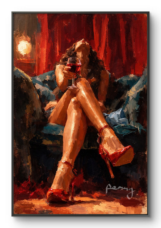 The one with red wine and red heels